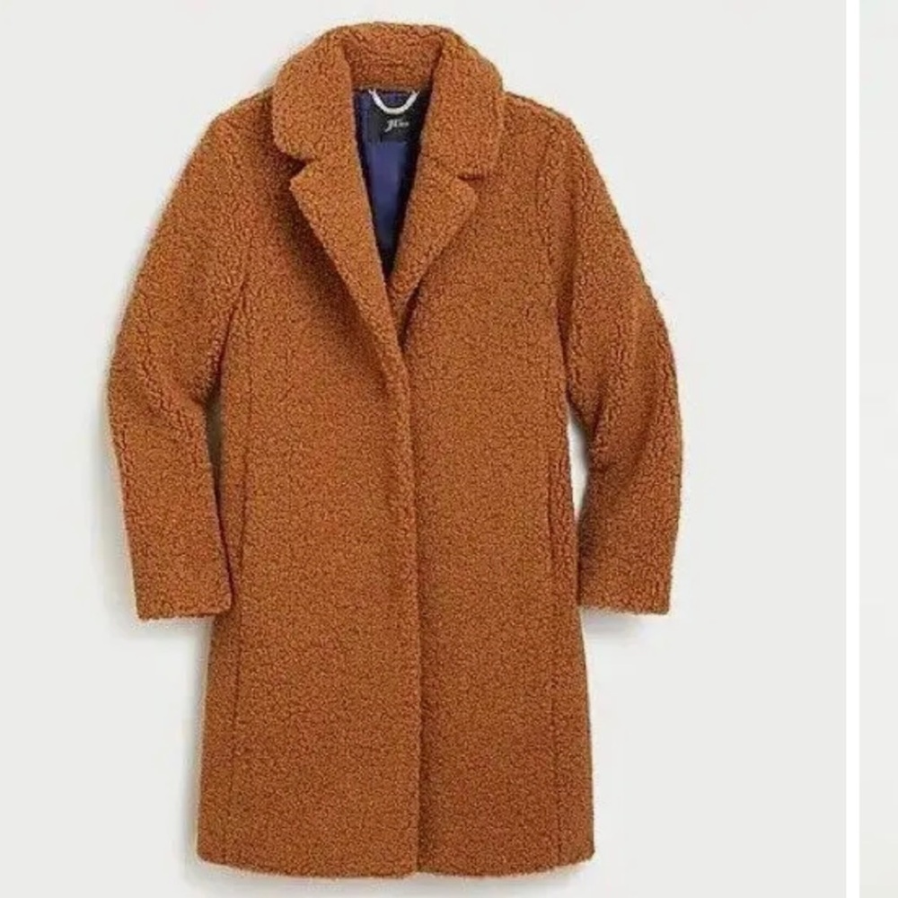 J. Crew Sherpa Coat in Warm Brandy